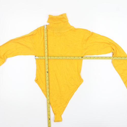 Boohoo Womens Yellow Roll Neck Long Sleeve Pullover Jumper M