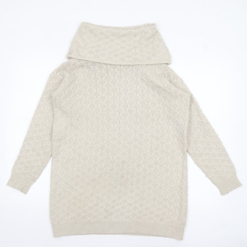 H&M Womens Beige Cowl Neck Long Sleeve Knit Jumper XS