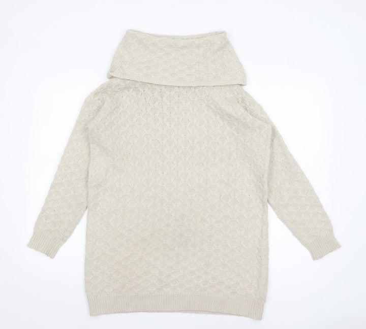 H&M Womens Beige Cowl Neck Long Sleeve Knit Jumper XS