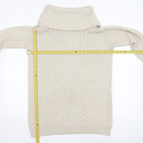 H&M Womens Beige Cowl Neck Long Sleeve Knit Jumper XS
