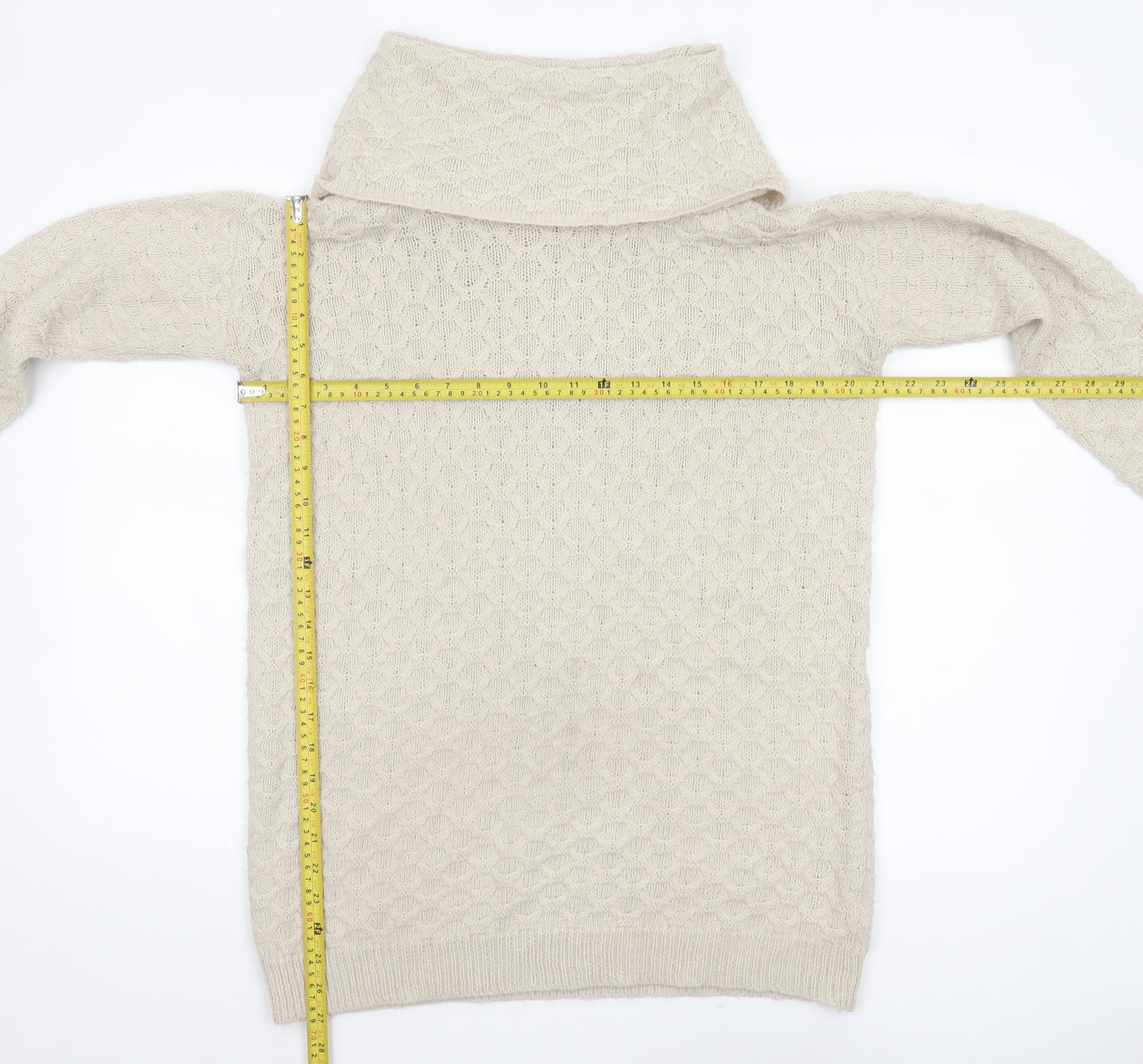 H&M Womens Beige Cowl Neck Long Sleeve Knit Jumper XS