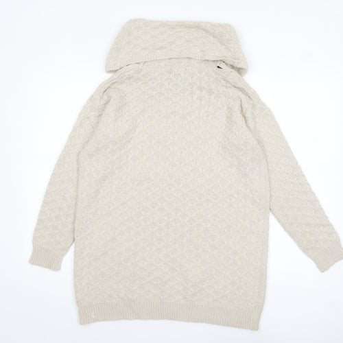 H&M Womens Beige Cowl Neck Long Sleeve Knit Jumper XS