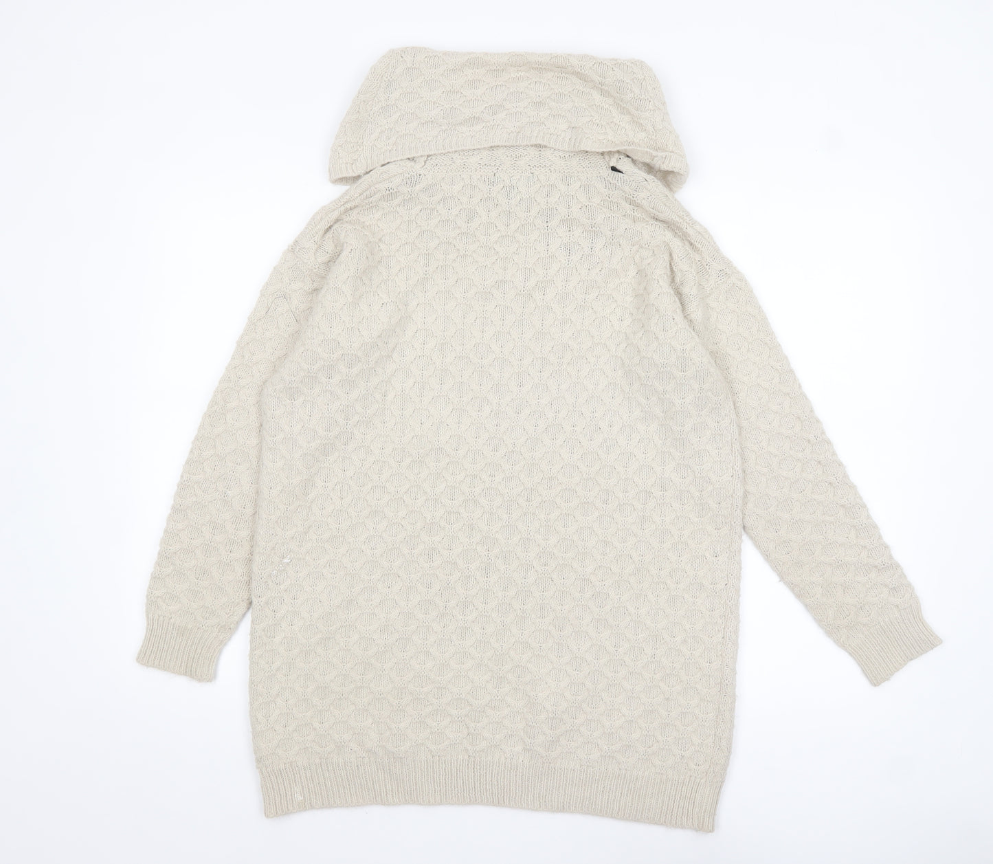 H&M Womens Beige Cowl Neck Long Sleeve Knit Jumper XS