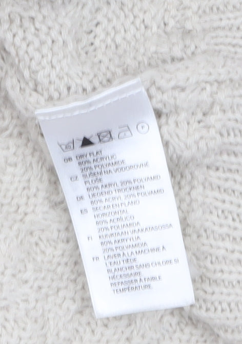 H&M Womens Beige Cowl Neck Long Sleeve Knit Jumper XS