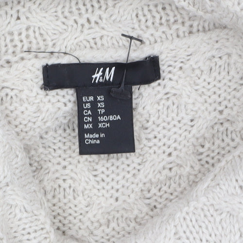 H&M Womens Beige Cowl Neck Long Sleeve Knit Jumper XS