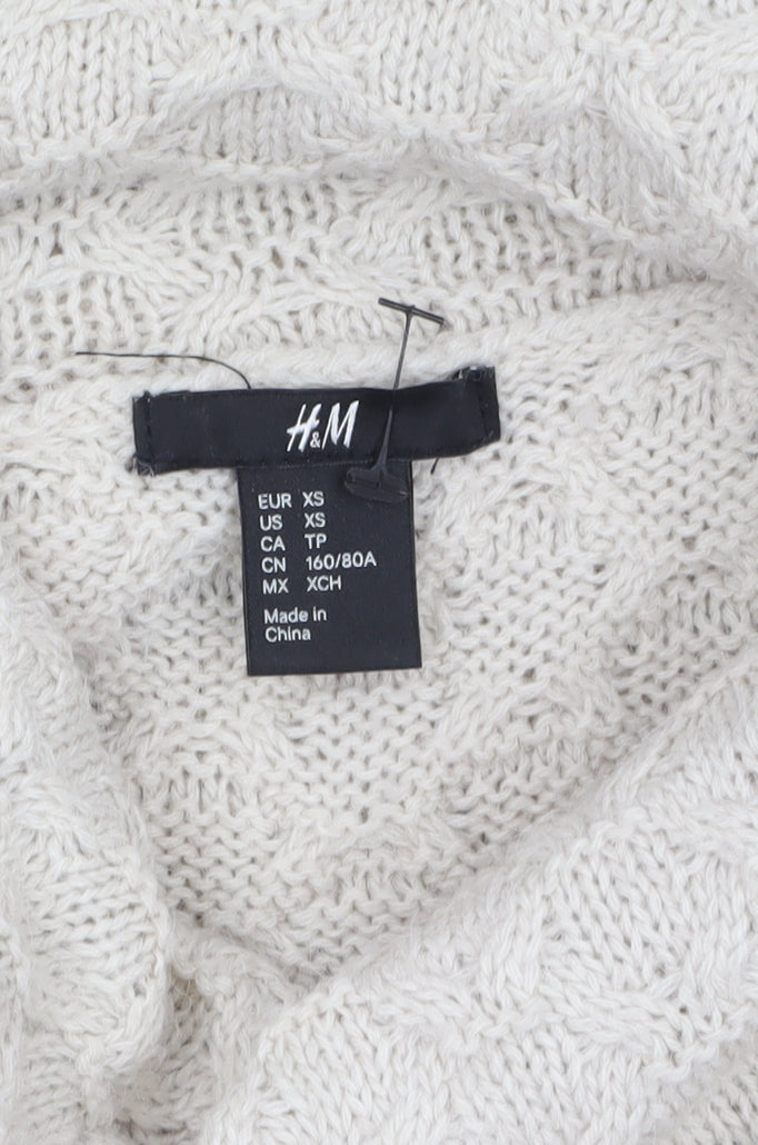 H&M Womens Beige Cowl Neck Long Sleeve Knit Jumper XS