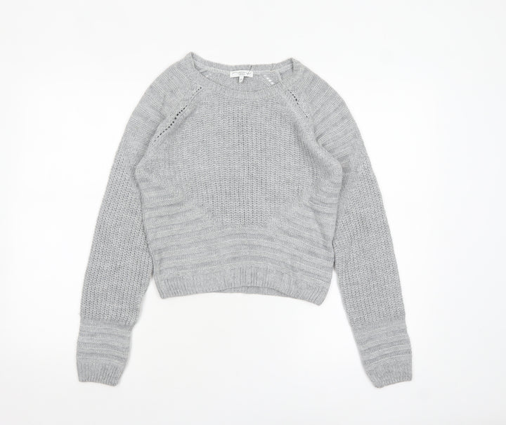 Next Women Grey Size 10 Crew Neck Chunky Knit Jumper
