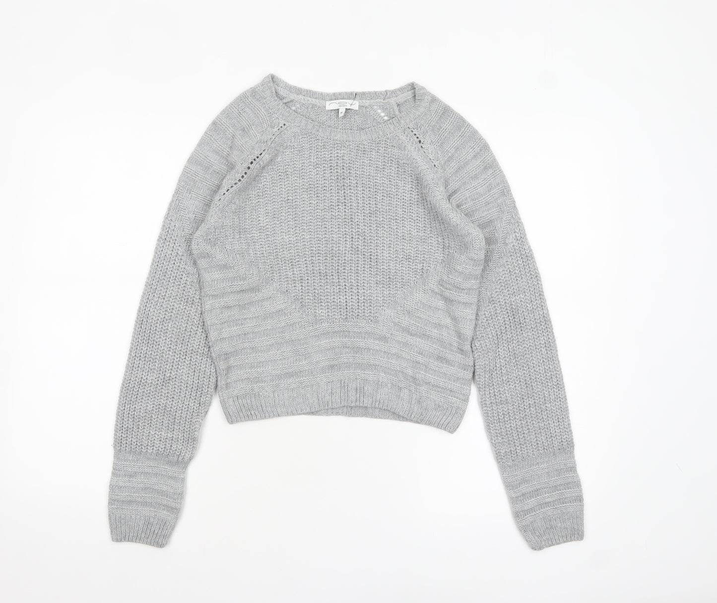 Next Women Grey Size 10 Crew Neck Chunky Knit Jumper