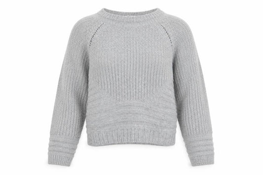 Front view of Next Women Grey, size 10, Crew Neck Chunky Knit Jumper