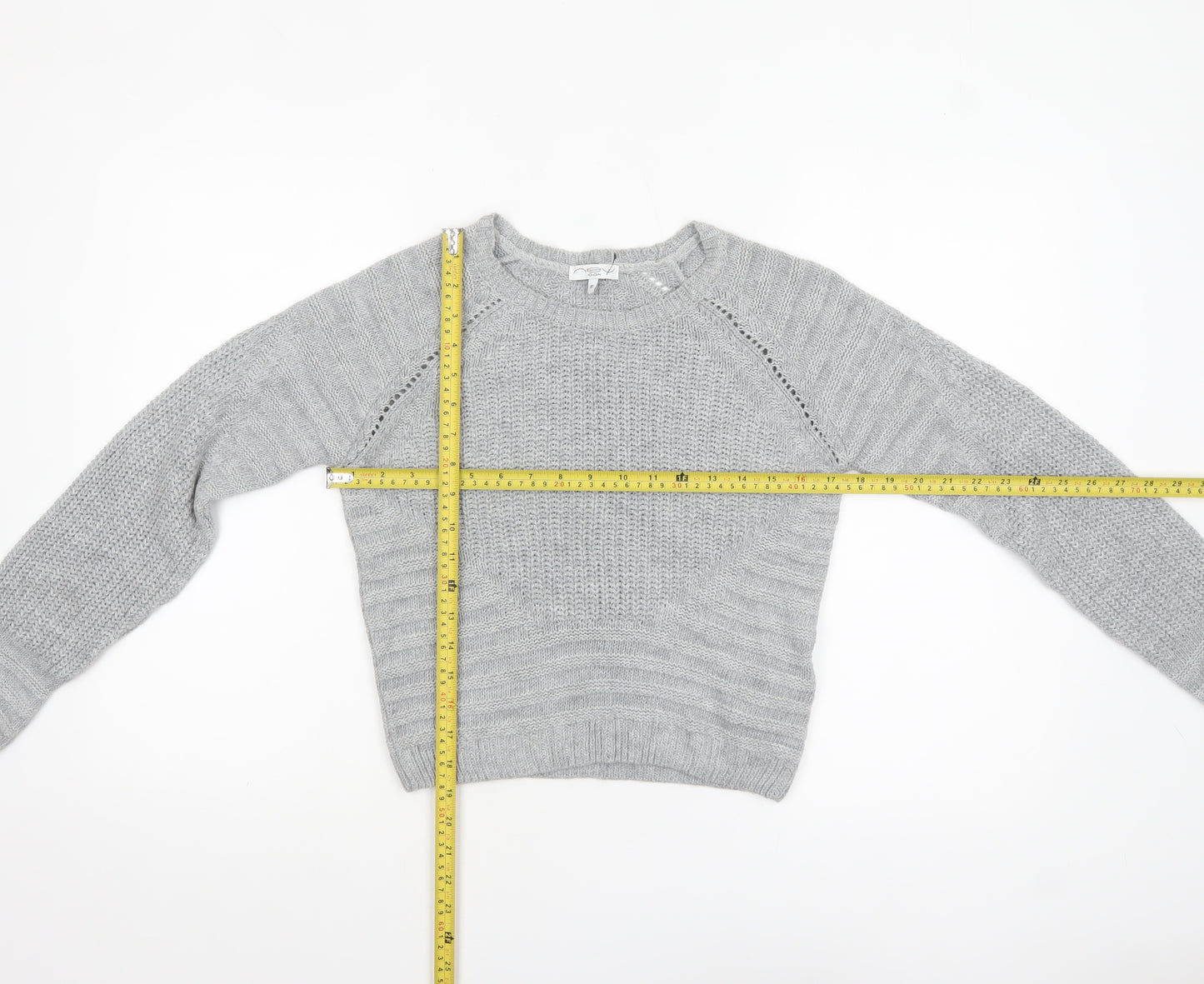 Next Women Grey Size 10 Crew Neck Chunky Knit Jumper