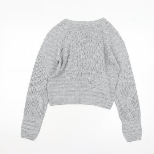Next Women Grey Size 10 Crew Neck Chunky Knit Jumper