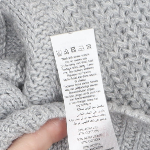 Next Women Grey Size 10 Crew Neck Chunky Knit Jumper