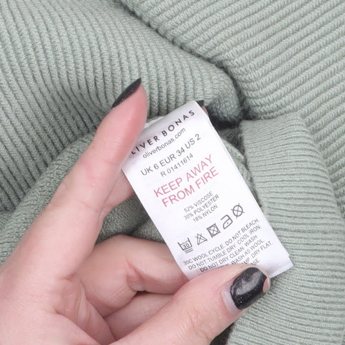 Oliver Bonas Women’s Green Mock Neck Knit Jumper Size 6