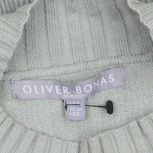 Oliver Bonas Women’s Green Mock Neck Knit Jumper Size 6