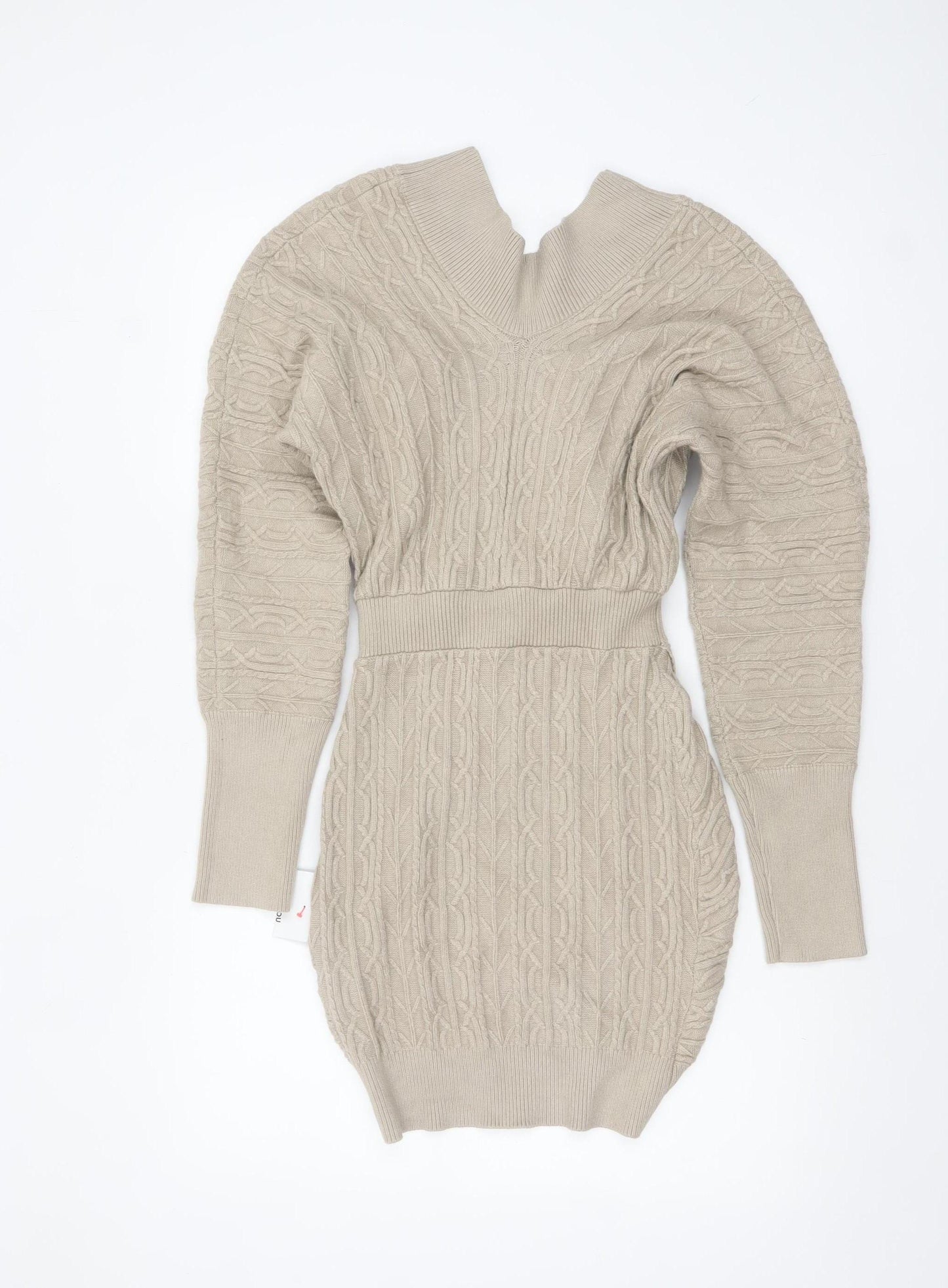 ASOS Women’s Beige Wrap Cable Knit Short Dress Size 8
