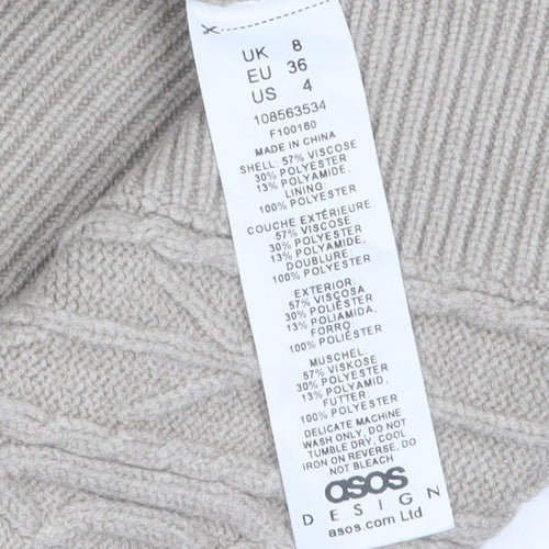 ASOS Women’s Beige Wrap Cable Knit Short Dress Size 8