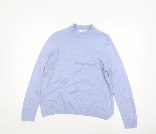 Marks and Spencer Women's Blue Mock Neck Long Sleeve Jumper Size 14