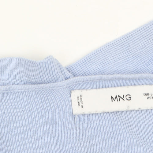 MNG Women's Blue Cotton V-Neck Relaxed Pullover Jumper Size L