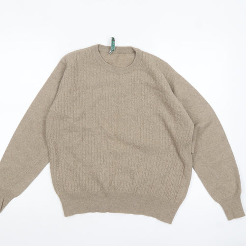 Green Lamb Women Beige Wool Cable-Knit Jumper M