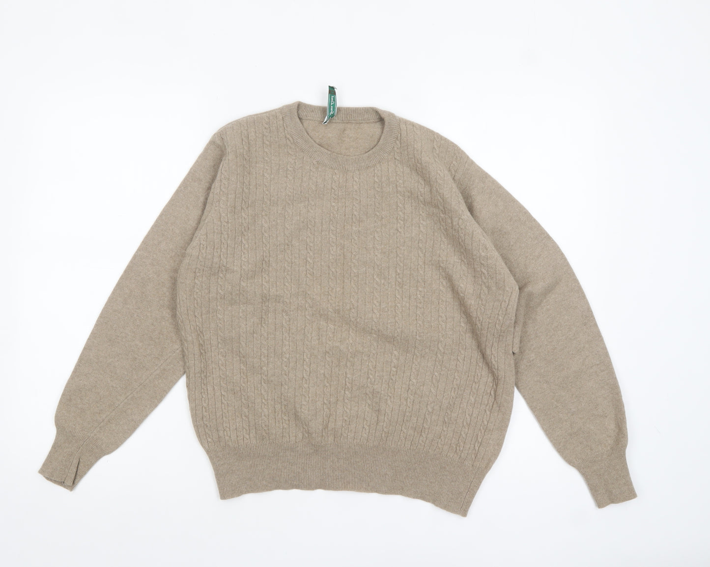 Green Lamb Women Beige Wool Cable-Knit Jumper M