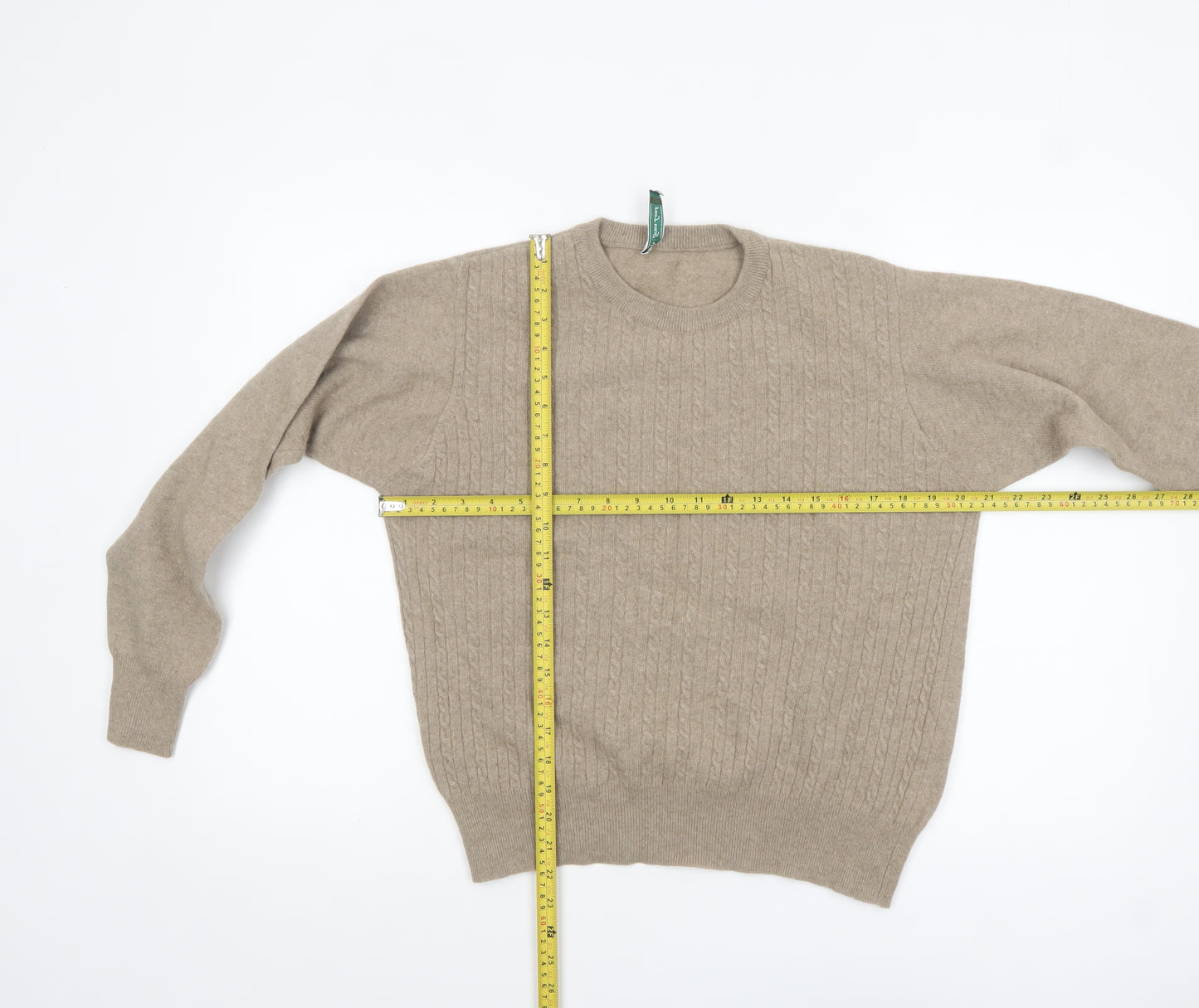 Green Lamb Women Beige Wool Cable-Knit Jumper M