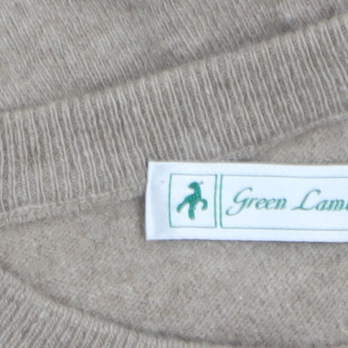 Green Lamb Women Beige Wool Cable-Knit Jumper M