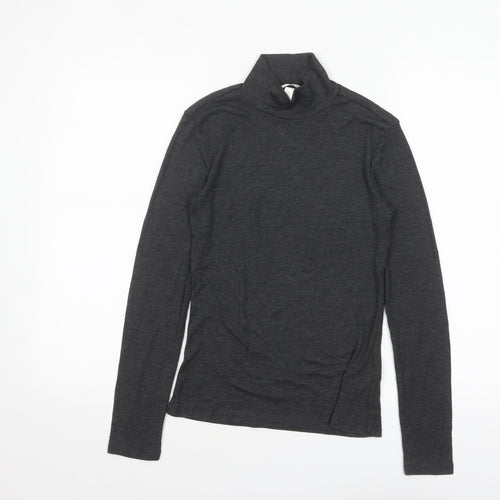 H&M Women’s Grey Roll Neck Long Sleeve Jersey Top Size 8