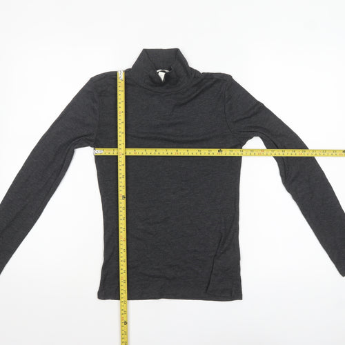 H&M Women’s Grey Roll Neck Long Sleeve Jersey Top Size 8