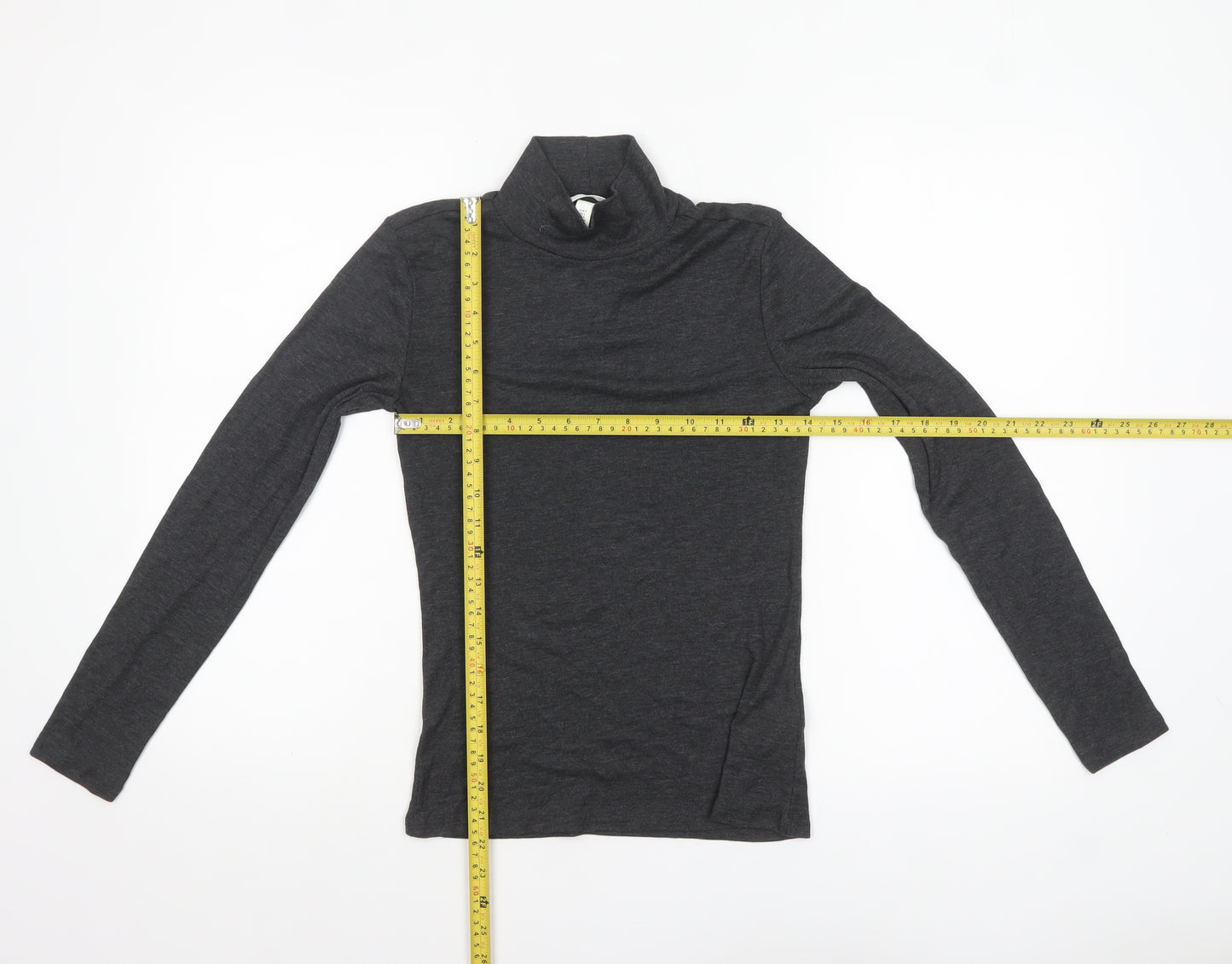 H&M Women’s Grey Roll Neck Long Sleeve Jersey Top Size 8