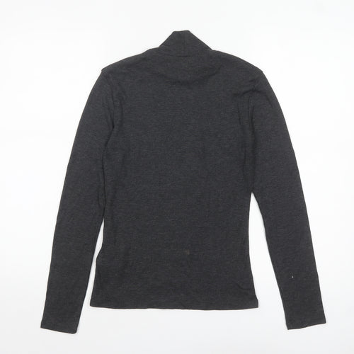 H&M Women’s Grey Roll Neck Long Sleeve Jersey Top Size 8