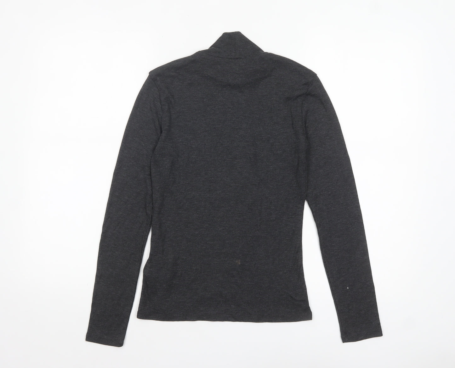 H&M Women’s Grey Roll Neck Long Sleeve Jersey Top Size 8