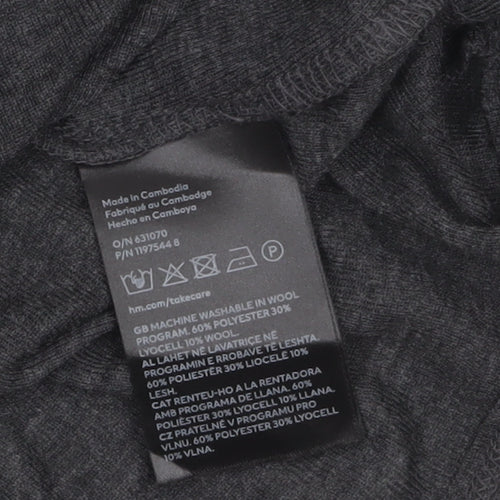 H&M Women’s Grey Roll Neck Long Sleeve Jersey Top Size 8