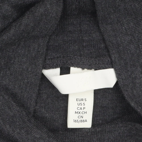 H&M Women’s Grey Roll Neck Long Sleeve Jersey Top Size 8