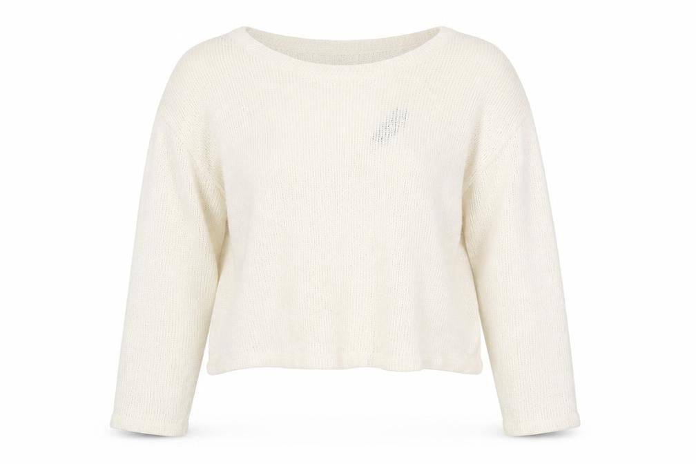 Bershka Women’s Ivory V-Neck Knit Jumper Size S