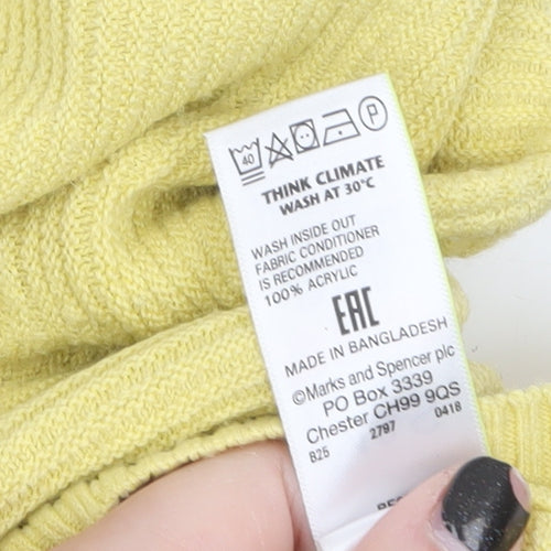 Marks and Spencer Women Yellow Acrylic Crew Neck Jumper Size 10