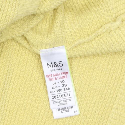 Marks and Spencer Women Yellow Acrylic Crew Neck Jumper Size 10