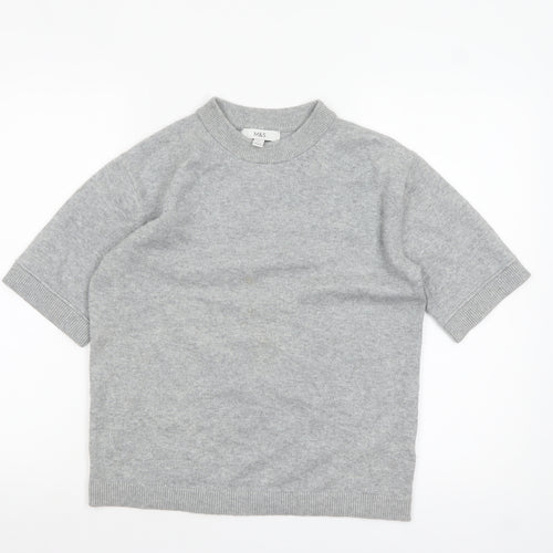Marks and Spencer Women's Grey XS High Neck Short Sleeve Jumper