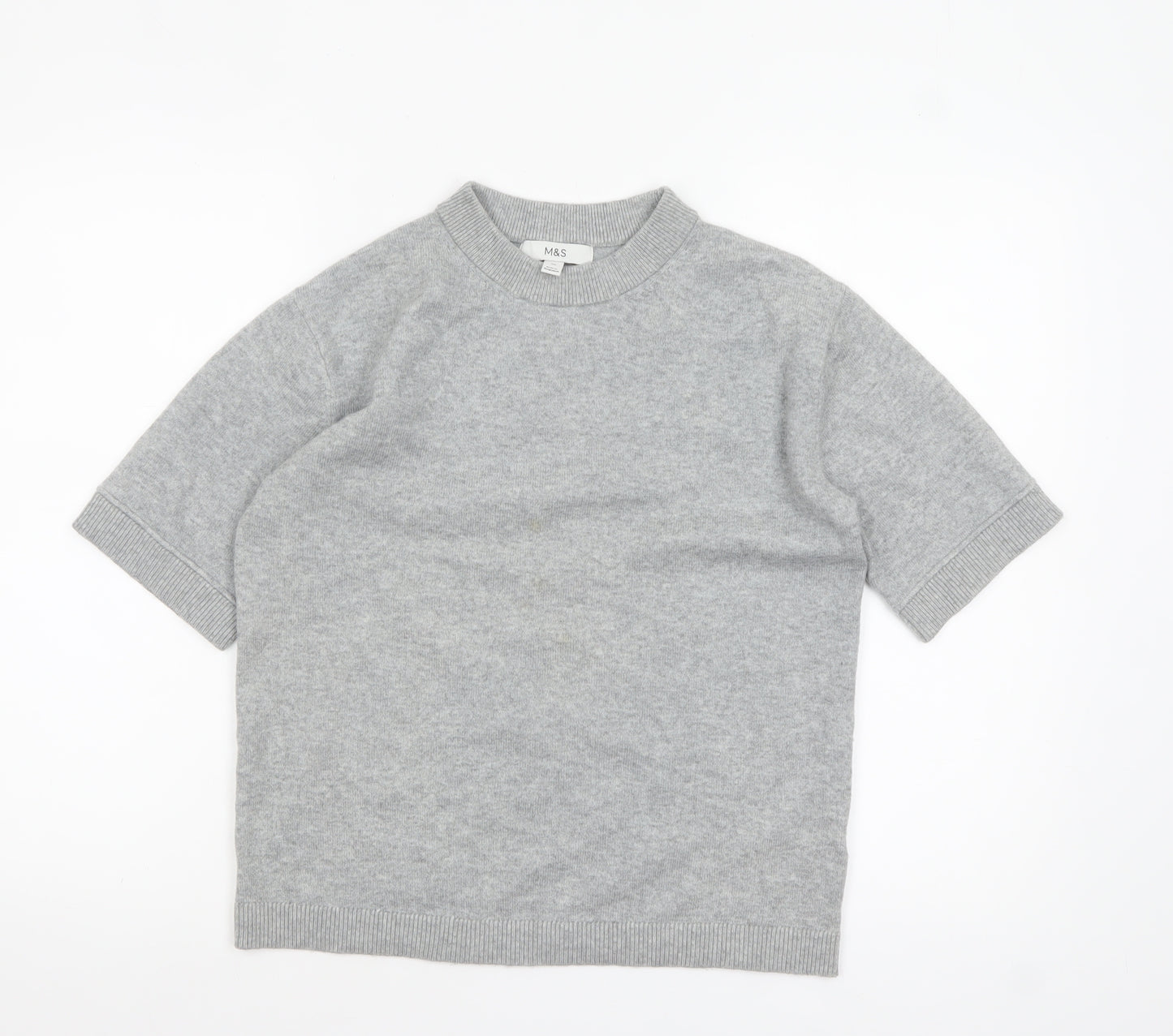 Marks and Spencer Women's Grey XS High Neck Short Sleeve Jumper