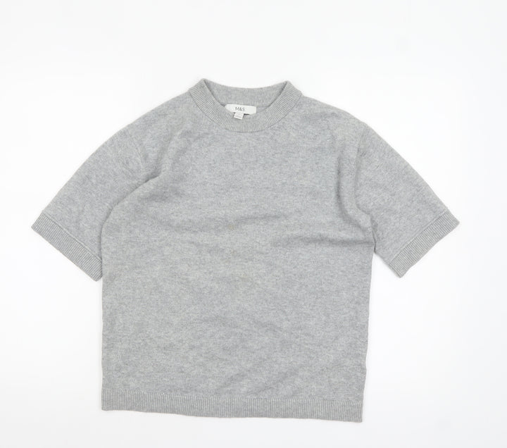 Marks and Spencer Women's Grey XS High Neck Short Sleeve Jumper