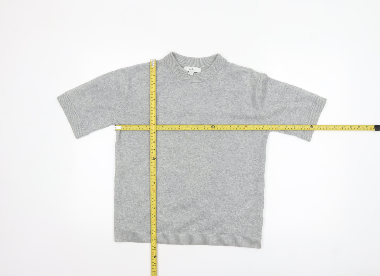 Marks and Spencer Women's Grey XS High Neck Short Sleeve Jumper