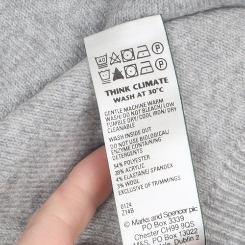 Marks and Spencer Women's Grey XS High Neck Short Sleeve Jumper