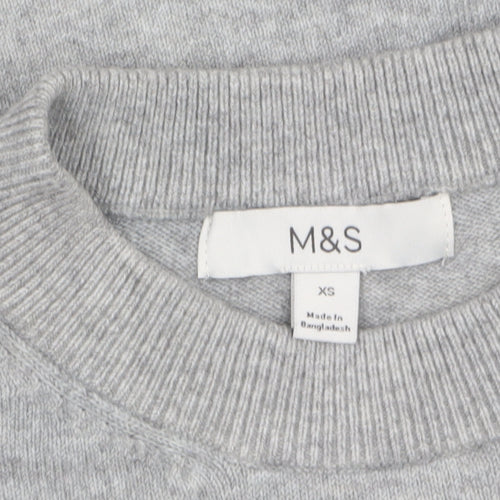Marks and Spencer Women's Grey XS High Neck Short Sleeve Jumper