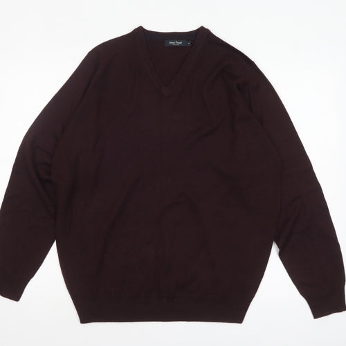 James Pringle Mens Brown V-Neck Acrylic Jumper Medium