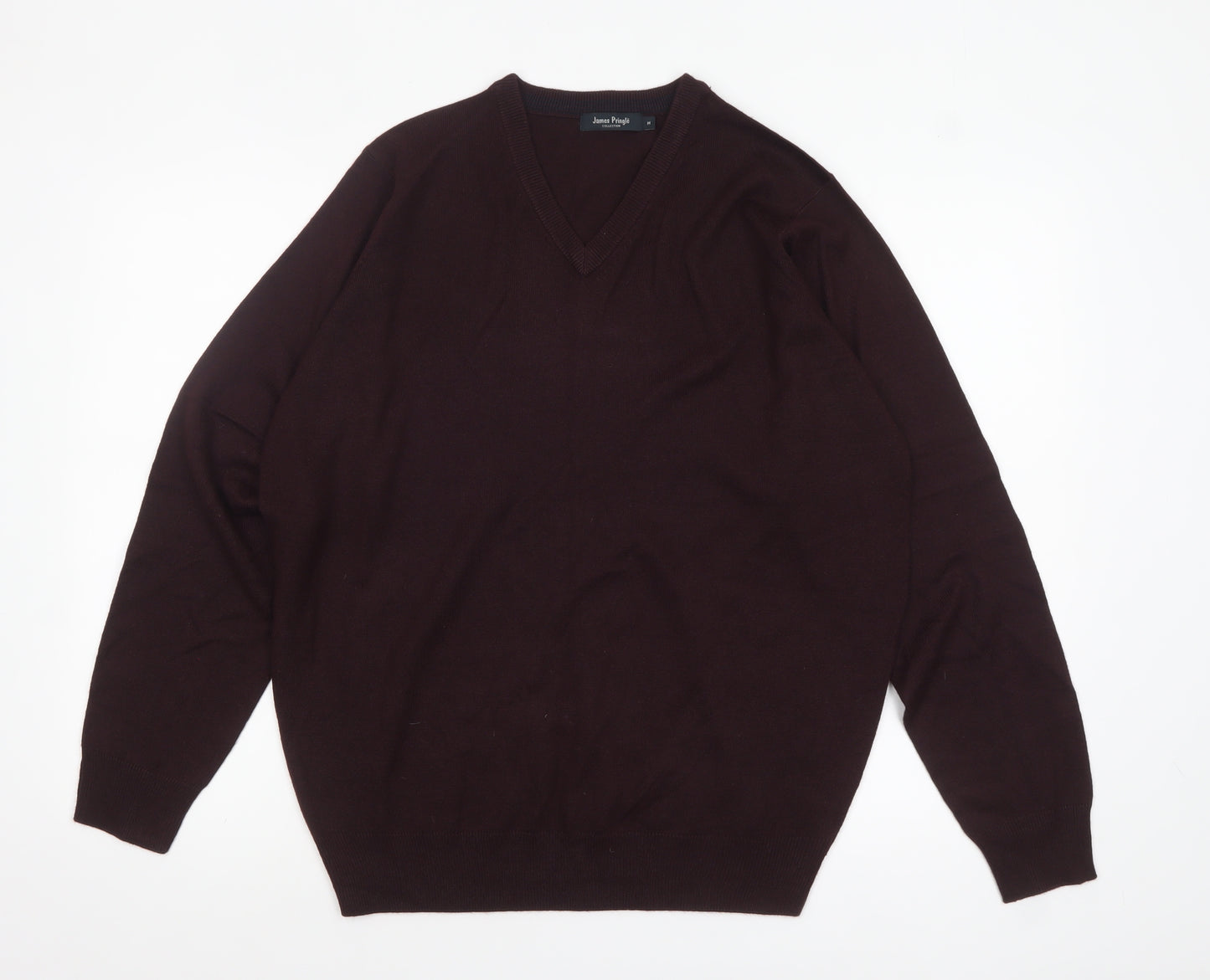 James Pringle Mens Brown V-Neck Acrylic Jumper Medium