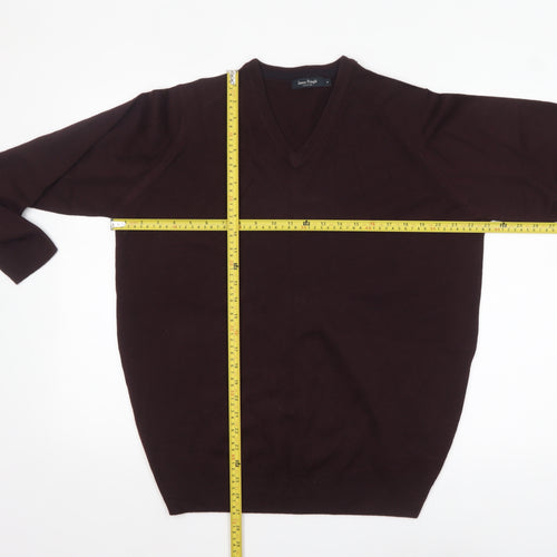 James Pringle Mens Brown V-Neck Acrylic Jumper Medium