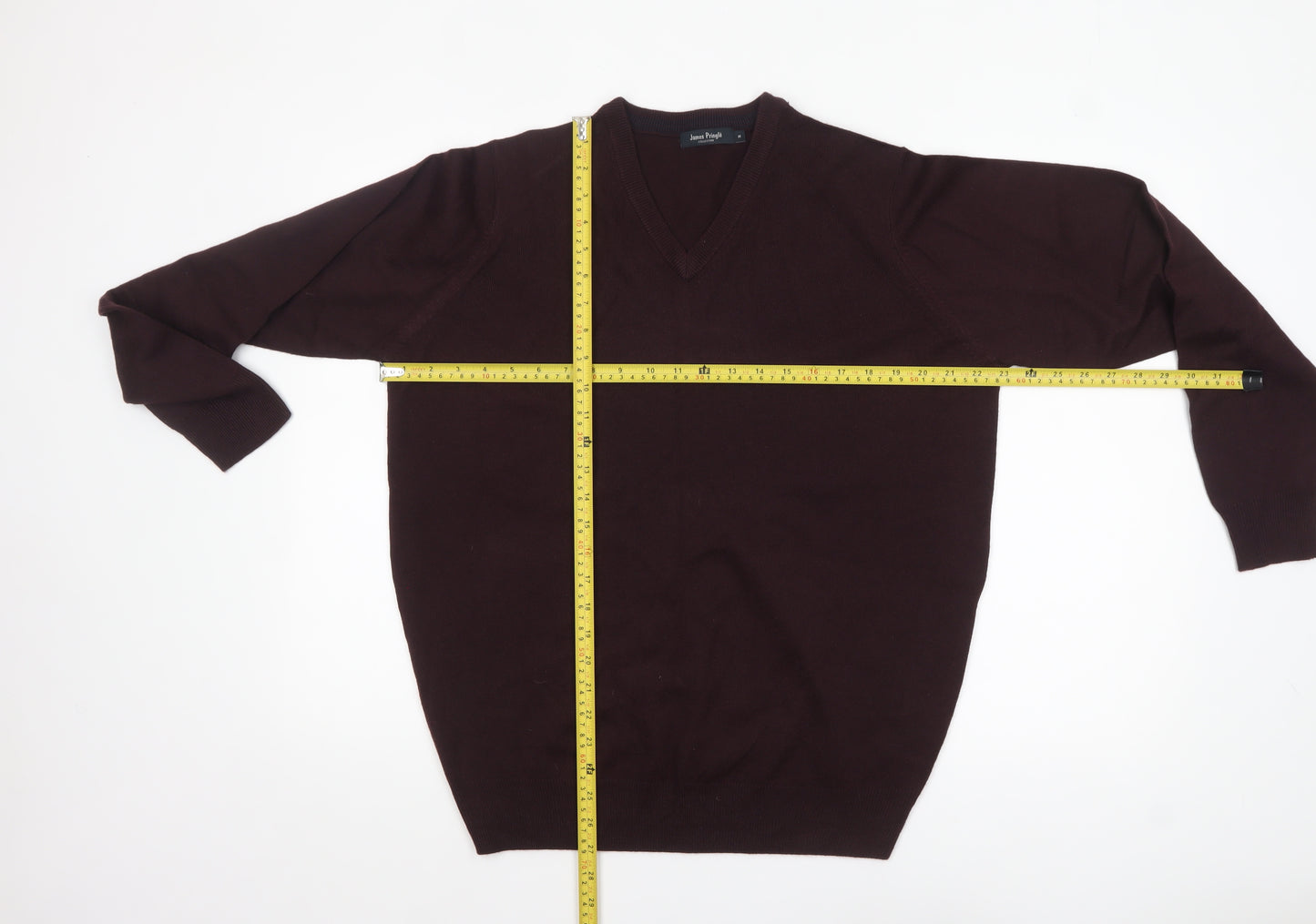 James Pringle Mens Brown V-Neck Acrylic Jumper Medium