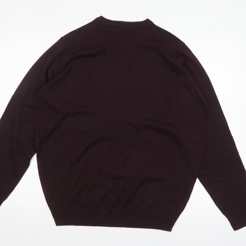James Pringle Mens Brown V-Neck Acrylic Jumper Medium