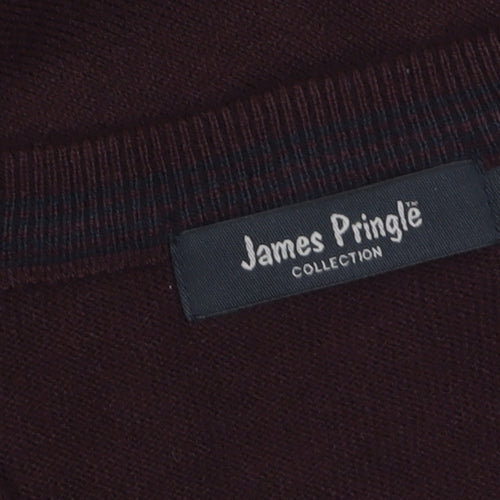 James Pringle Mens Brown V-Neck Acrylic Jumper Medium