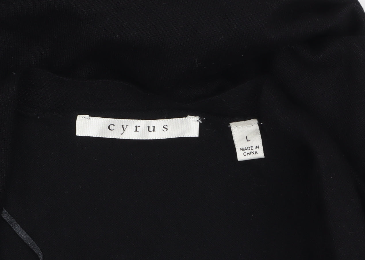 Cyrus Women Black L Knit Cardigan Lightweight Open Front