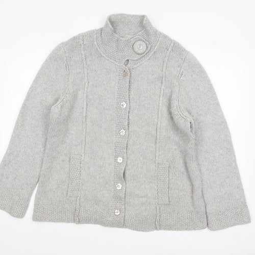 Marks and Spencer Per Una Womens Grey XL Chunky Knit Button Cardigan